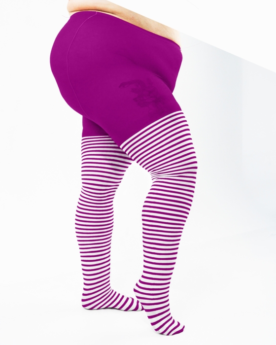 Magenta White Striped Tights Style# 1204 | We Love Colors