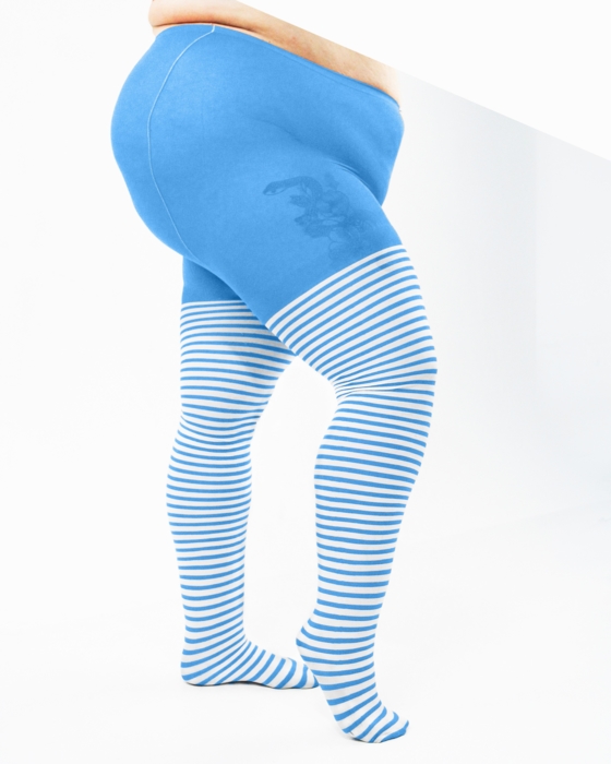 Medium Blue White Striped Tights Style# 1204 | We Love Colors