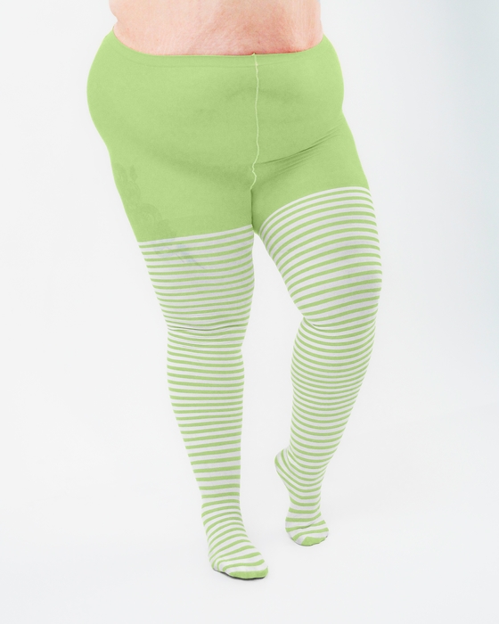 Mint Green White Striped Tights Style# 1204 | We Love Colors