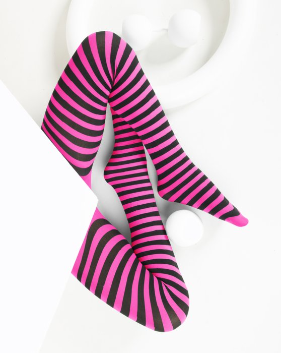 Neon Pink Kids Striped Tights Style# 1271 | We Love Colors
