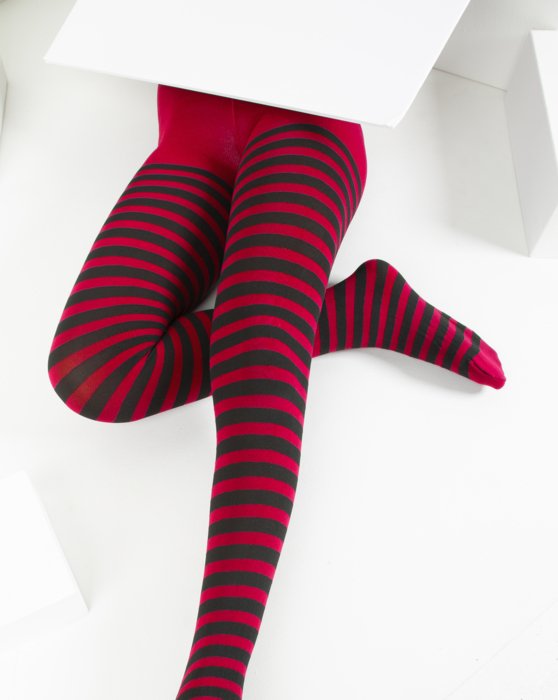 1271 Red Kids Striped Tights