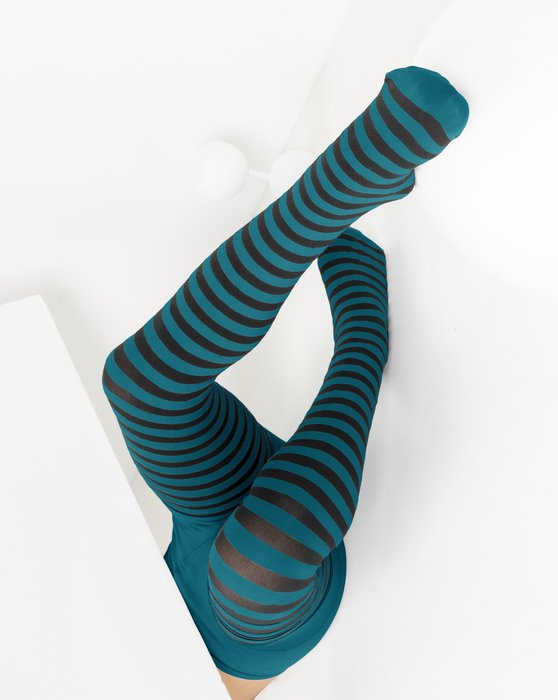 Teal Kids Striped Tights Style# 1271 | We Love Colors