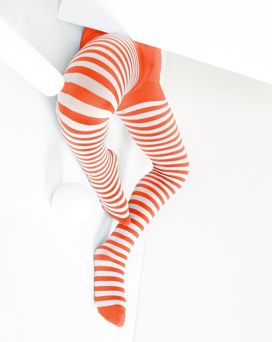 Orange Kids White Striped Tights Style# 1273 | We Love Colors