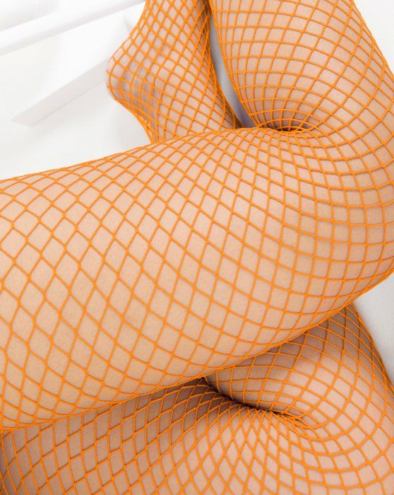 1403 Wide Net Fishnets Neon Orange