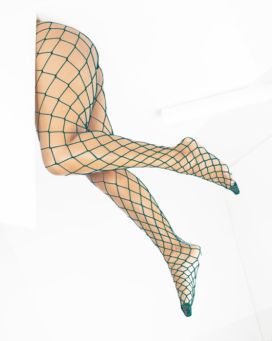 1405 Hunter Green Diamond Fishnets