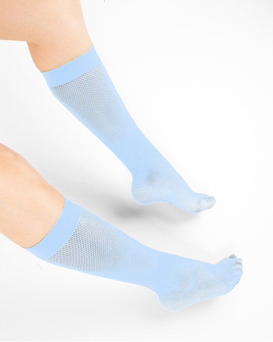 1431 Baby Blue Fishnet Knee High Socks