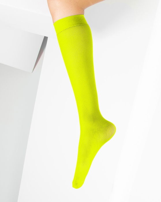 Neon Yellow Fishnet Knee Highs Style# 1431 | We Love Colors