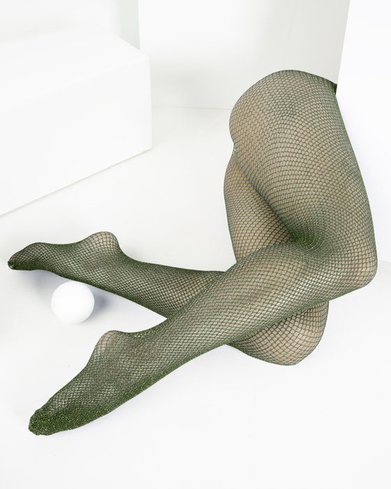Olive Green Lurex Glitter Fishnet Style# 1451 | We Love Colors