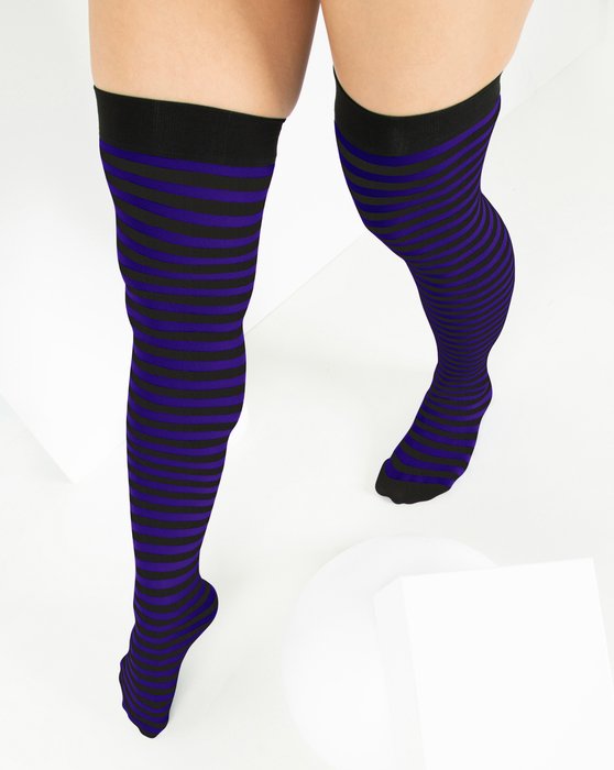 1503 Purple Striped Thigh Highs Socks