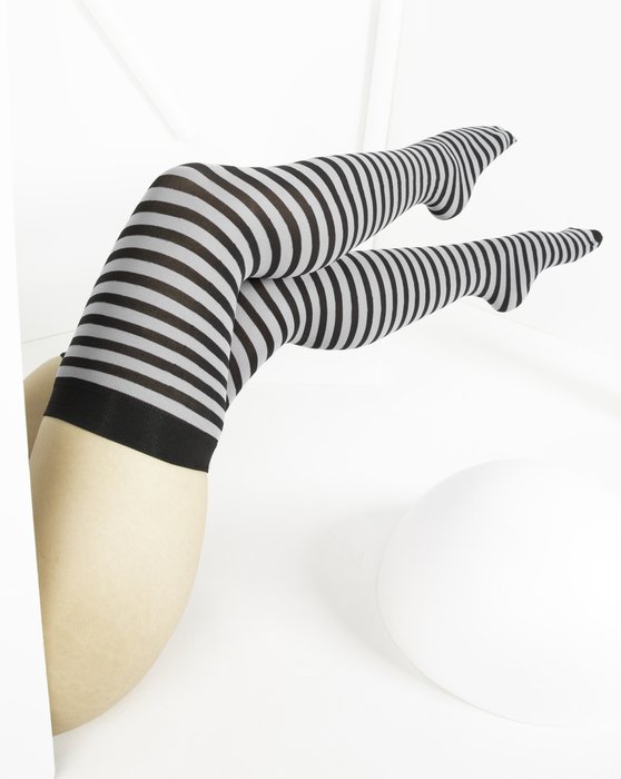 Light Grey Black Striped Thigh Highs Style# 1503 | We Love Colors