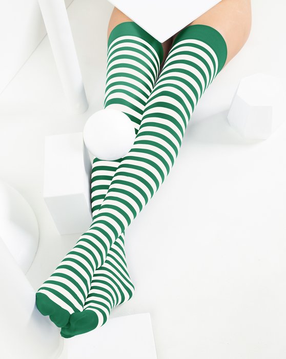 Womens White Striped Thigh Highs Style# 1505 | We Love Colors