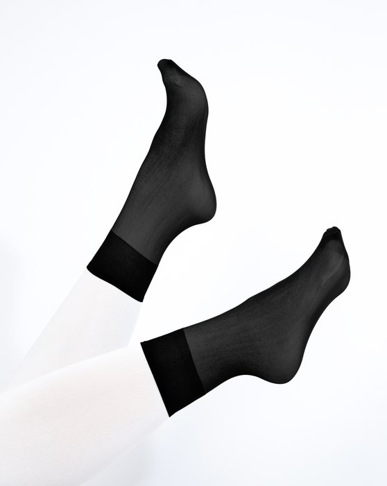 1528 Black Sheer Color Ankle Socks
