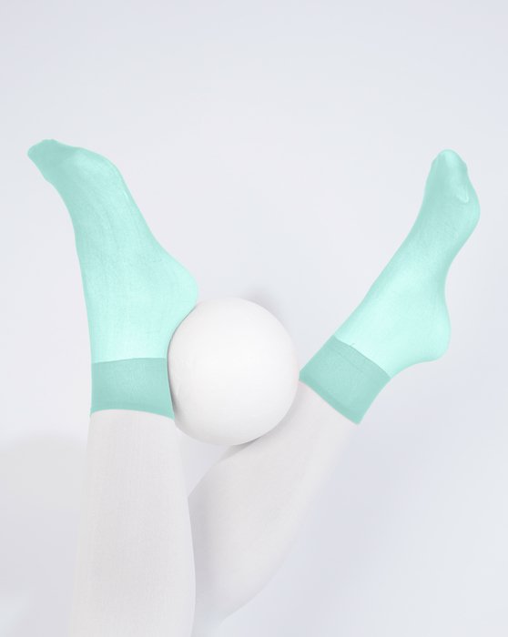 1528 Dusty Green Name Sheer Color Ankle Socks