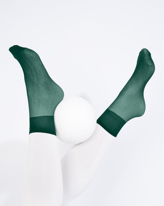 1528 Hunter Green Sheer Color Ankle Socks
