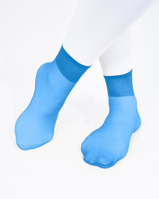1528 Medium Blue Sheer Anklets Socks