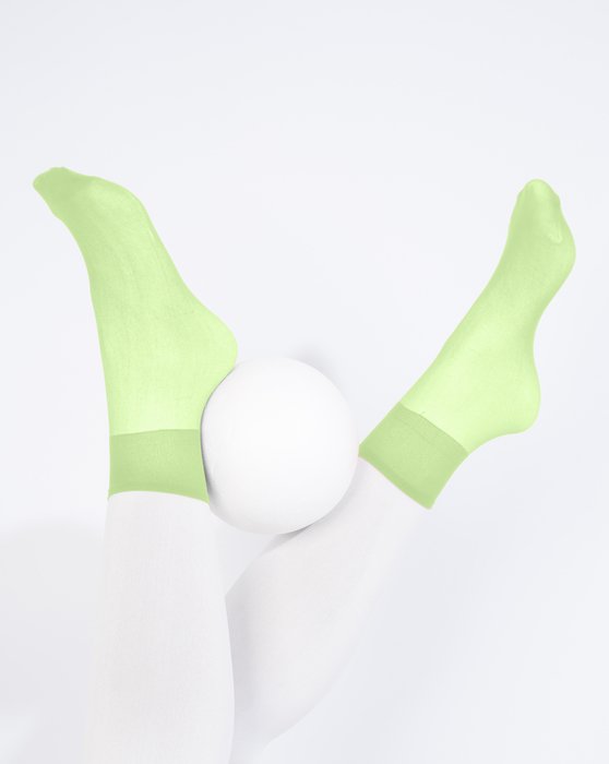 1528 Mint Green Name Sheer Color Ankle Socks