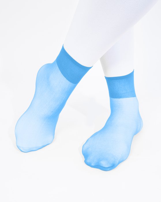 1528 Sky Blue Sheer Color Ankle Socks