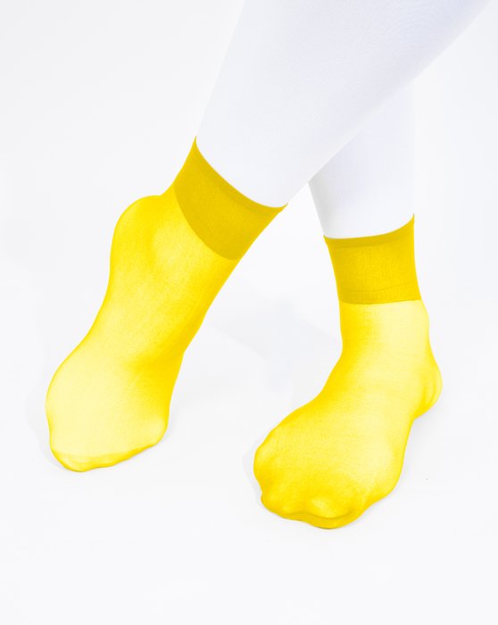 1528 Yellow Sheer Color Anklets Socks