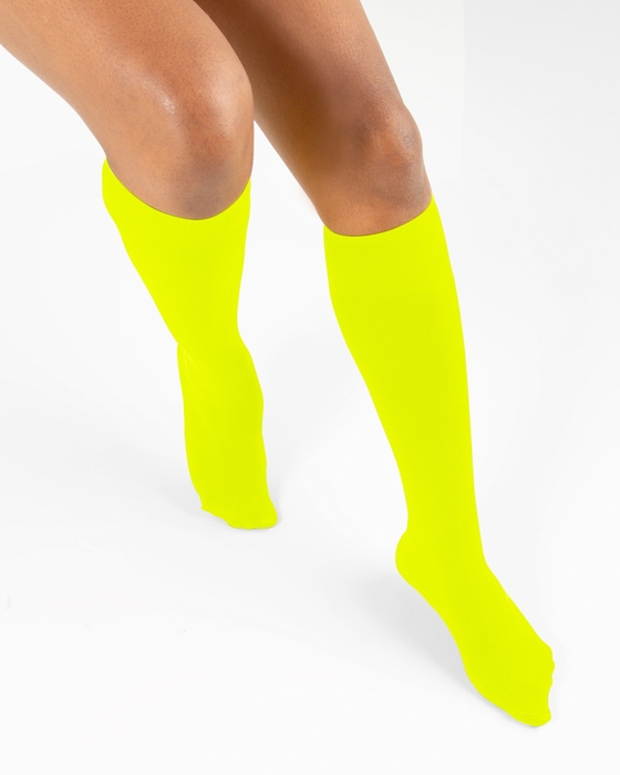 1532 Neon Yellow Knee Highs Socks
