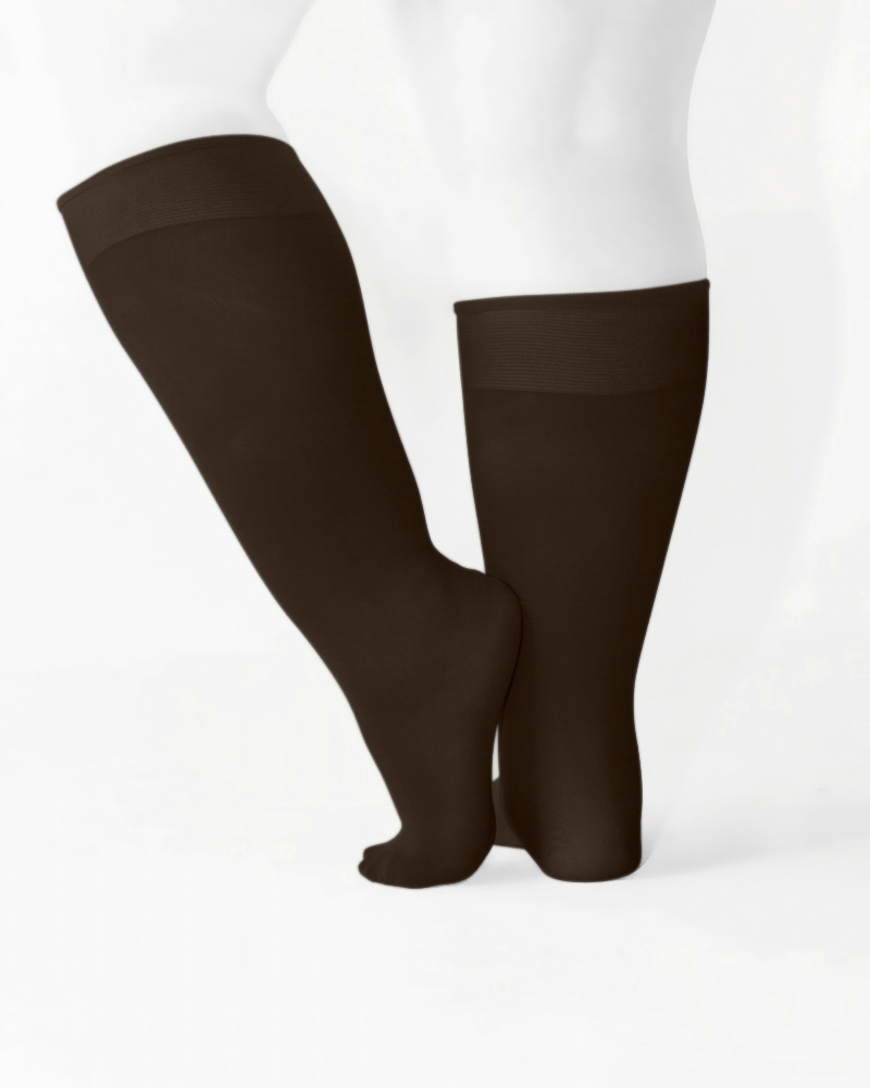 1532 Plus Brown Knee High Trouser Nylon Socks