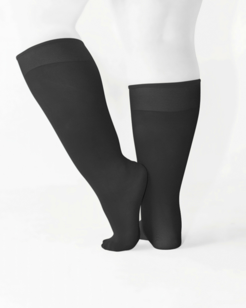 1532 Plus Charcoal Knee High Trouser Nylon Socks