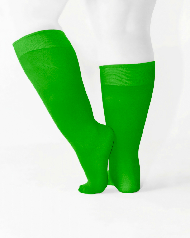 1532 Plus Kelly Green Knee High Trouser Nylon Socks