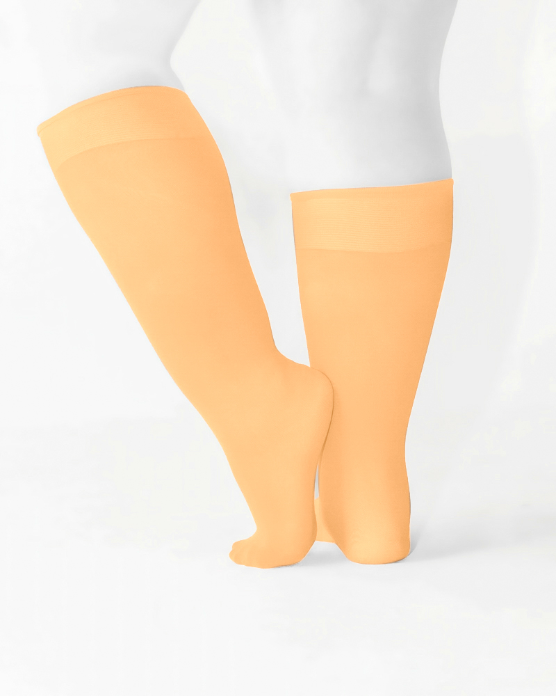 1532 Plus Light Orange Knee High Trouser Nylon Socks