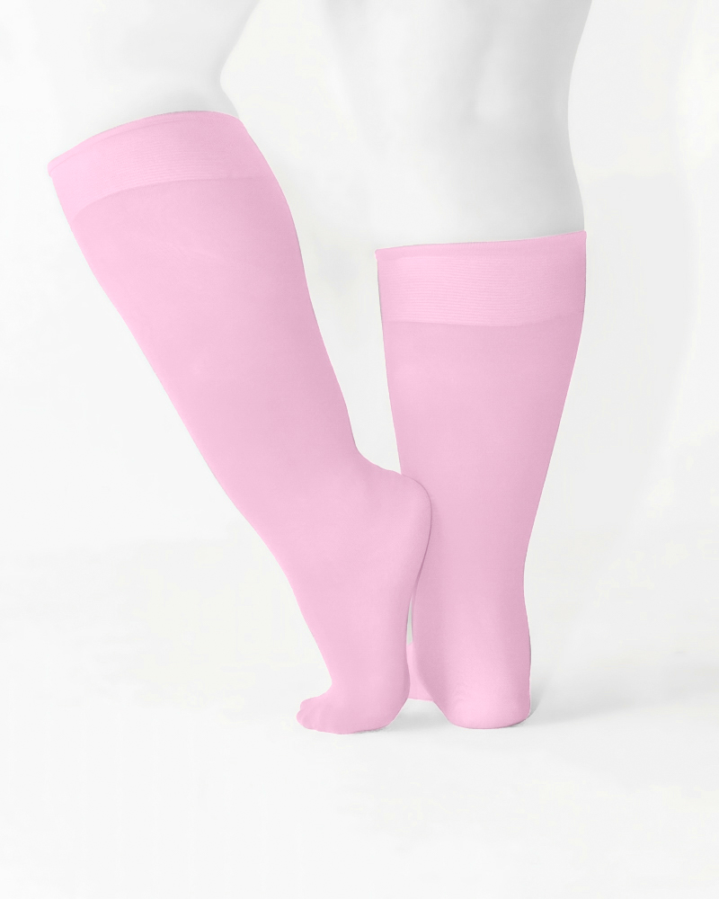 1532 Plus Light Pink Knee High Trouser Nylon Socks
