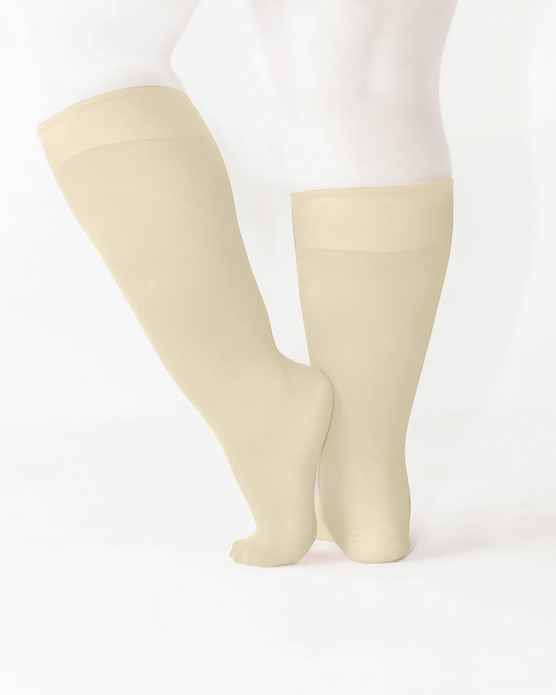 1532 Plus Light Tan Knee High Trouser Nylon Socks
