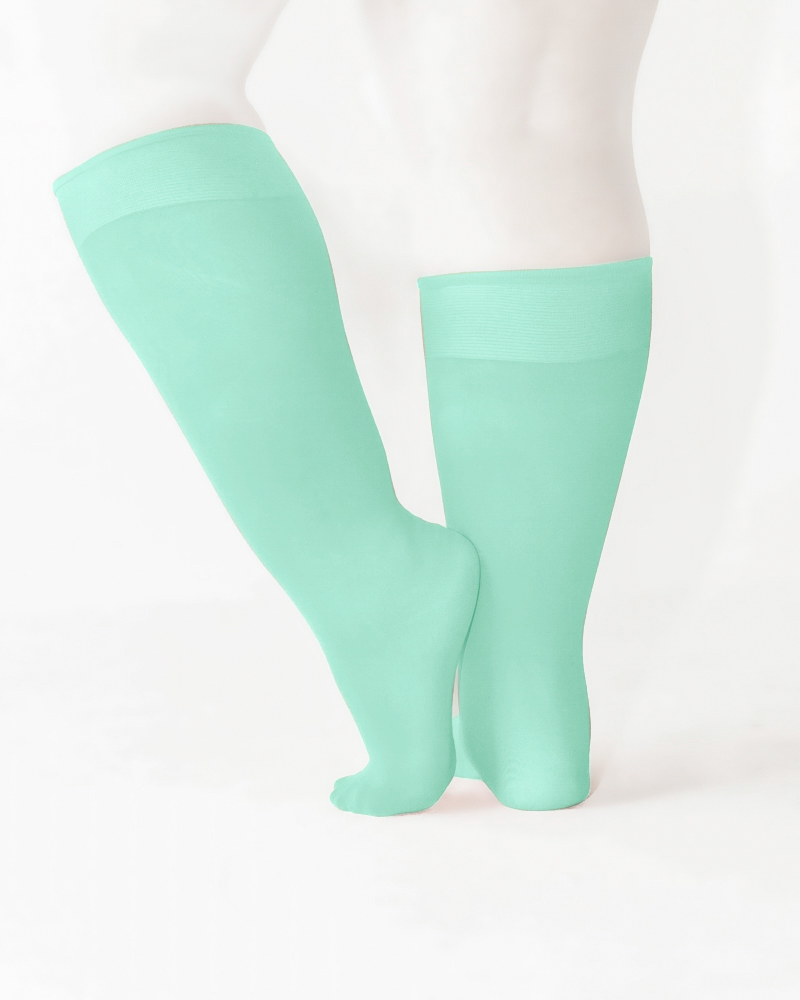 1532 Plus Pastel Mint Knee High Trouser Nylon Socks