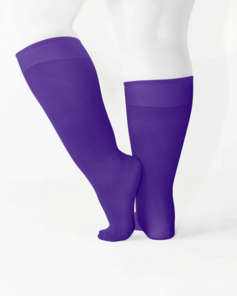 1532 Plus Purple Knee High Trouser Nylon Socks