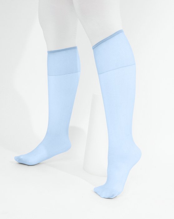 1536 Baby Blue Sheer Color Knee High Socks