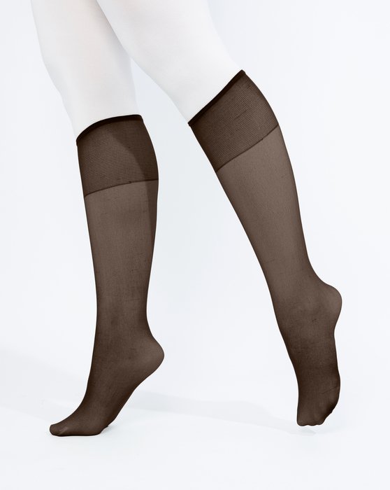 1536 Brown Sheer Color Knee Hig Socks