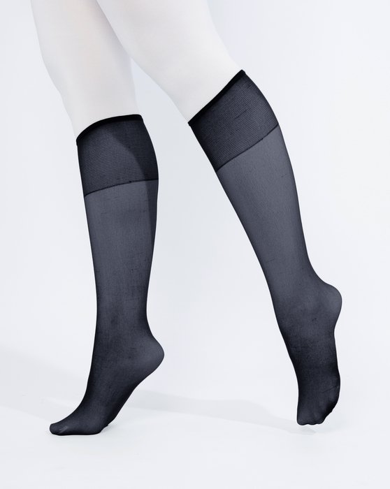 1536 Charcoal Sheer Knee High Socks