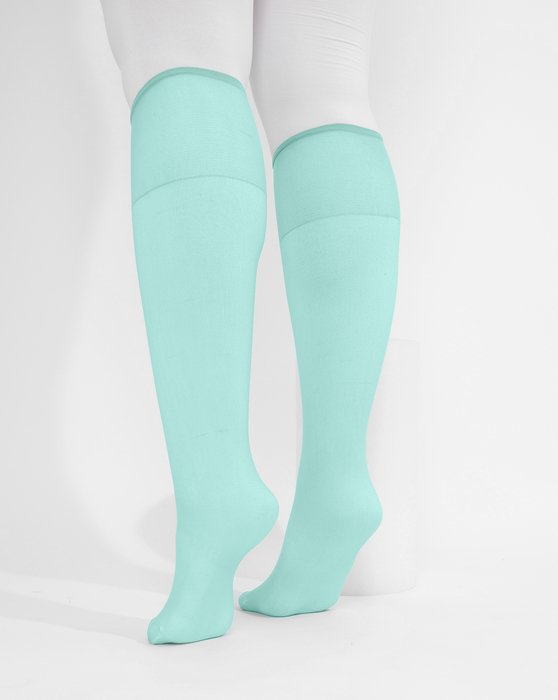 1536 Dusty Green Sheer Color Knee Hig Socks