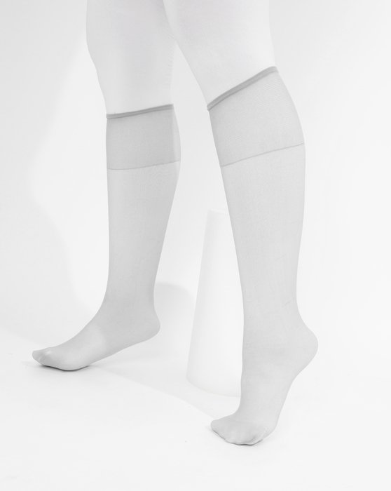 1536 Light Grey Sheer Color Knee Hig Socks
