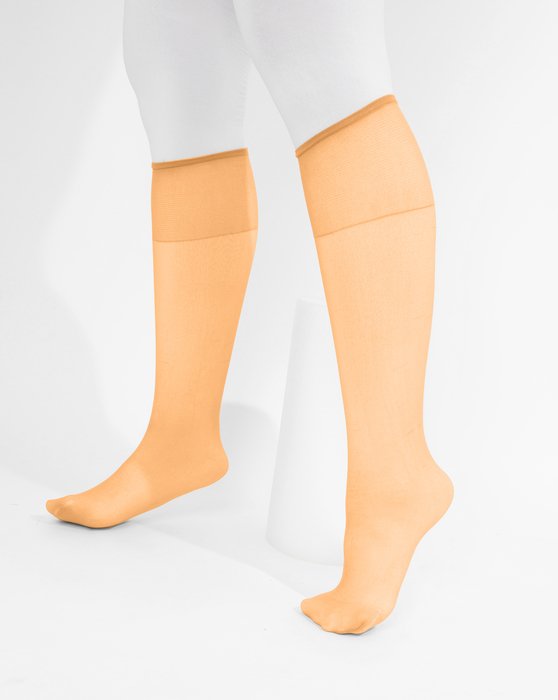 1536 Light Orange Sheer Color Knee Hig Socks
