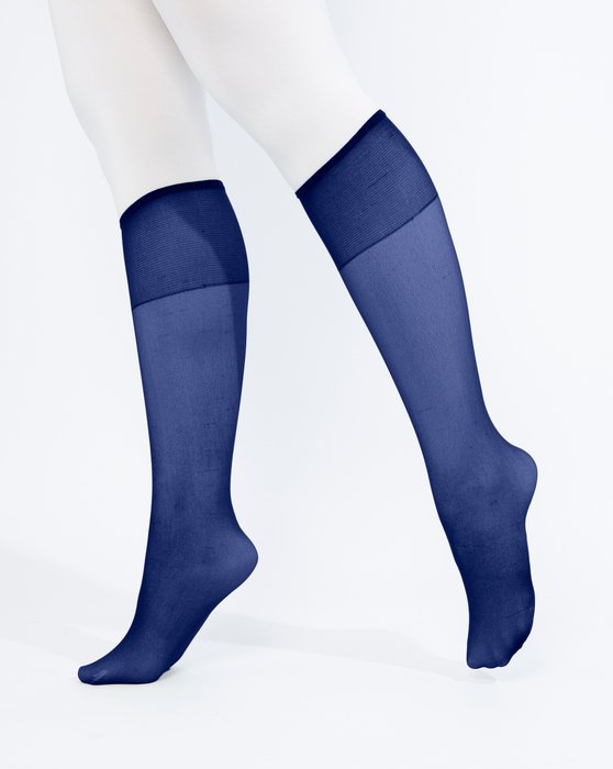 1536 Navy Sheer Color Knee Hig Socks