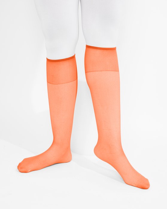 1536 Neon Orange Sheer Color Knee Hig Socks