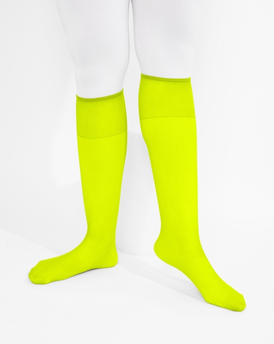 1536 Neon Yellow Sheer Color Knee Highs Socks