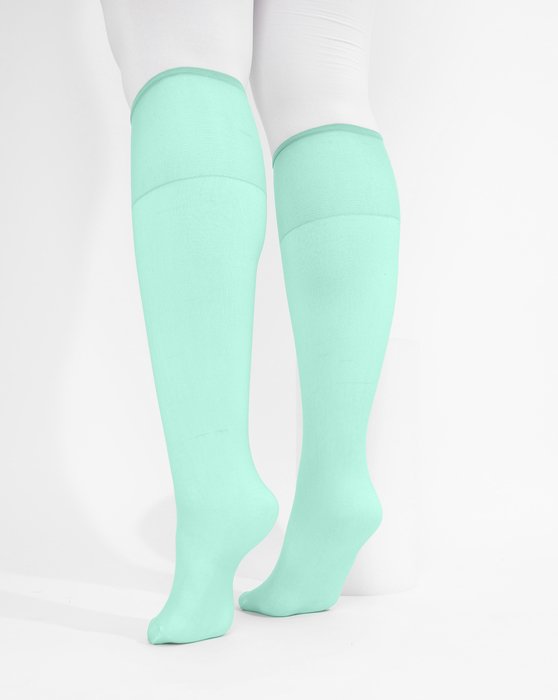 1536 Pastel Mint Sheer Color Knee Hig Socks