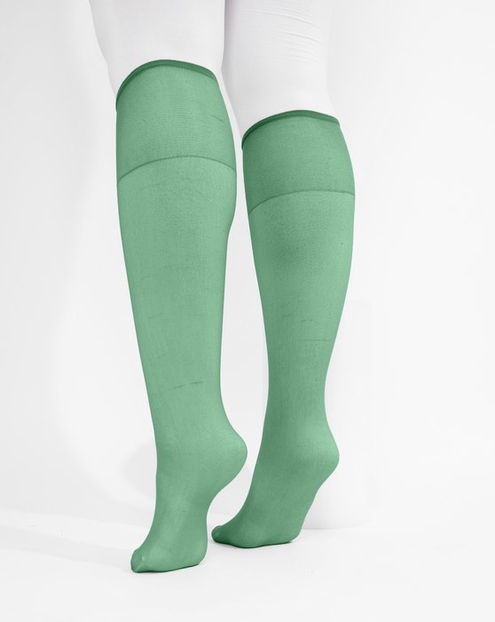 1536 Scout Green Sheer Color Knee Hig Socks