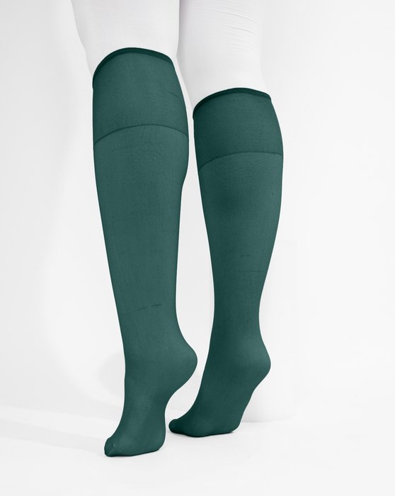 1536 Spruce Green Sheer Color Knee Hig Socks