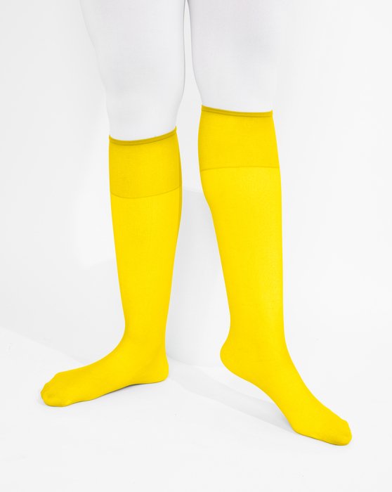 1536 Yellow Sheer Color Knee Highs Socks