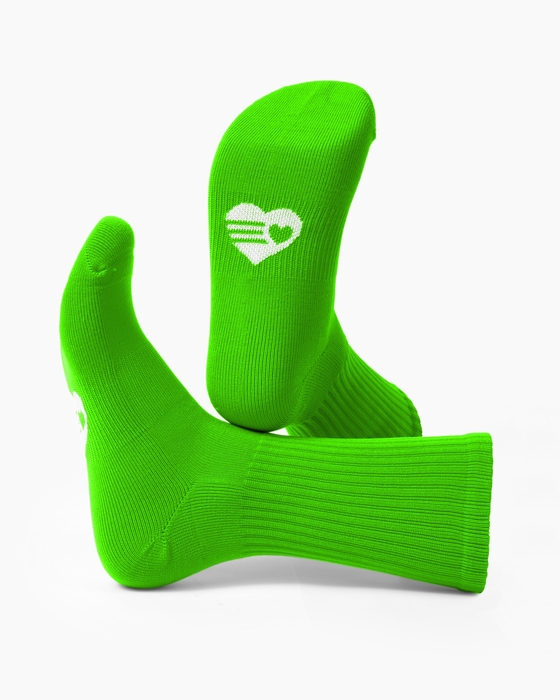 Neon Green Sport Crew Socks Style# 1552 | We Love Colors