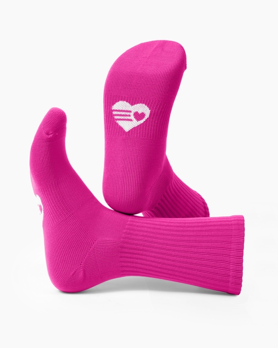 Neon Pink Sport Crew Socks Style# 1552 | We Love Colors