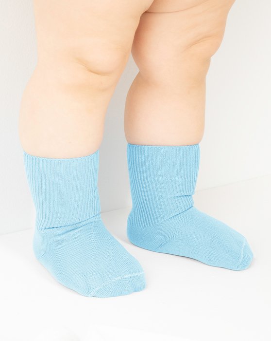 1577 Aqua Solid Color Kids Socks