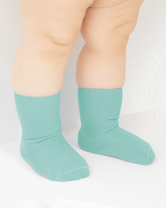 1577 Dusty Green Solid Color Kids Socks