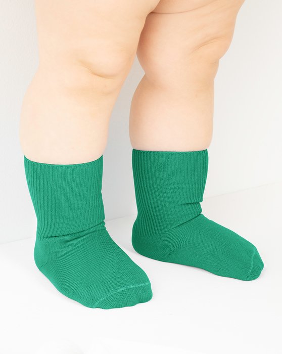 1577 Emerald Solid Color Kids Socks