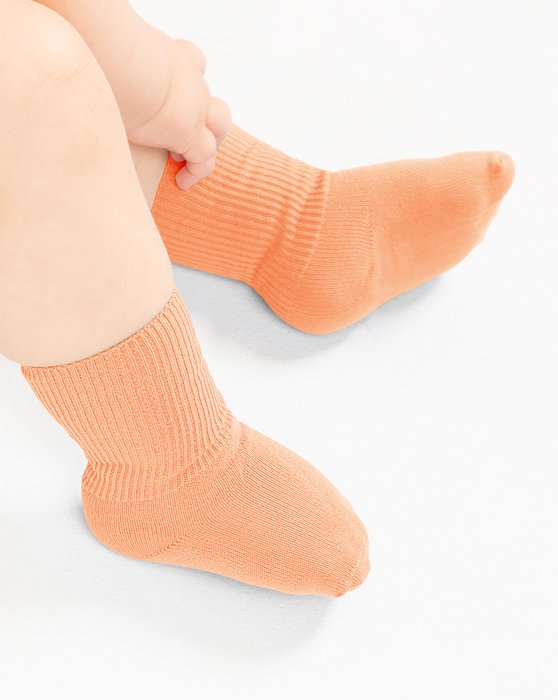 1577 Light Orange Solid Color Kids Socks